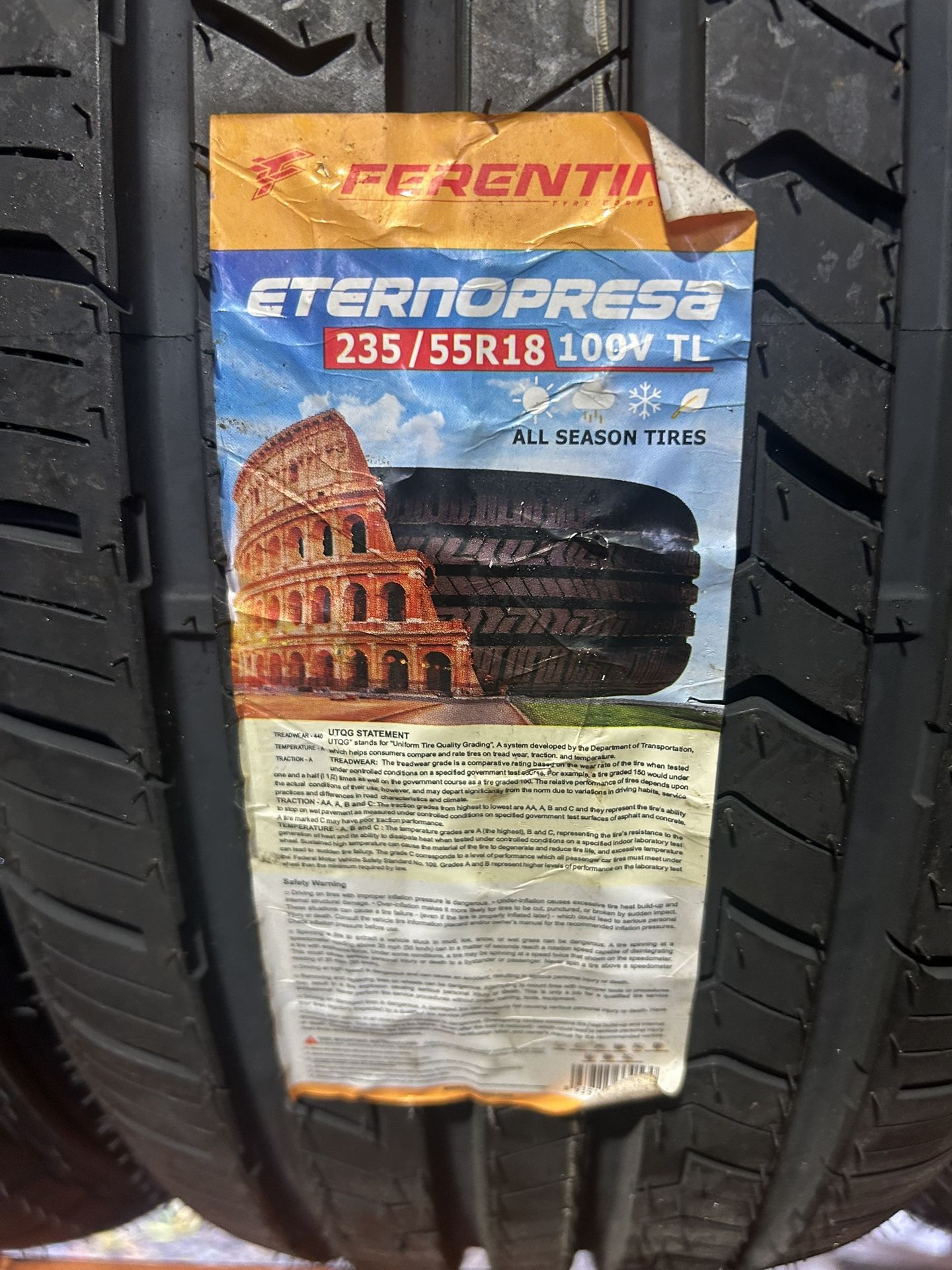 New 235/55R18 Ferentino $$115 Per Tire