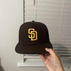 brown and yellow san diego padres fitted cap