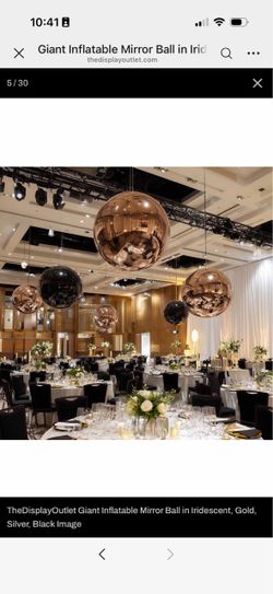 Giant Inflatable Mirror Ball in Iridescent, Gold, Silver, Black