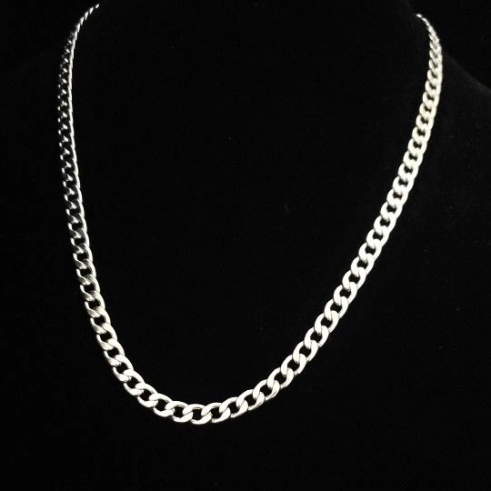 22" x 4mm 316L Stainless Steel Curb Chain, Lobster Clasp. NEW!
