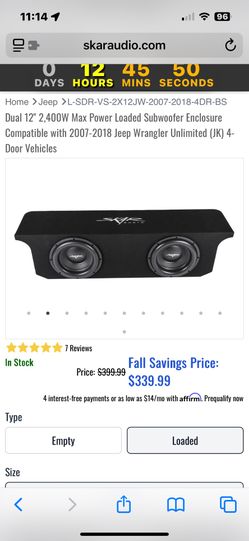 2018 Jeep  SKAR AUDIO speaker Box