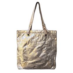 Michael Kors Metallic Gold Tone Mirror Signature Tote Bag Satchel Purse