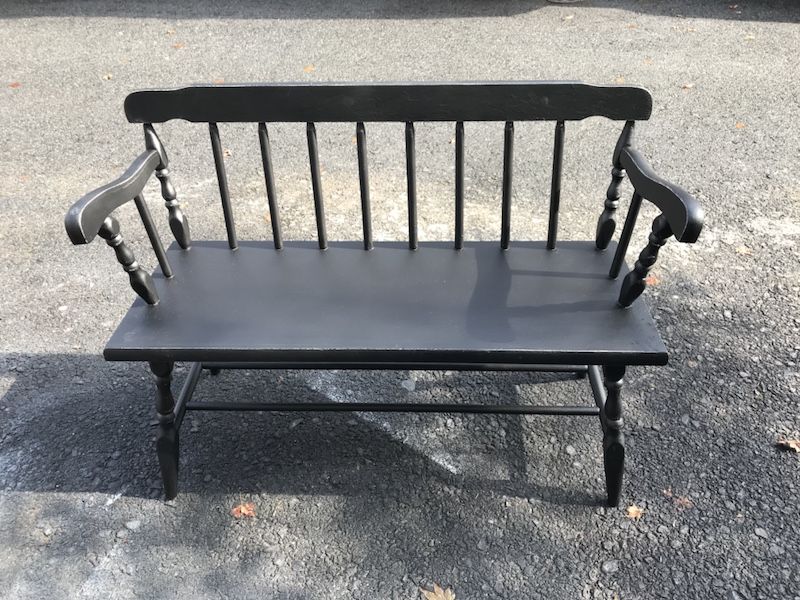 Pretty black distressed deacons bench