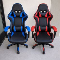 New In Box $75 Each Red Or Blue Accent Gaming Game Gamer Office Computer Chair Recline Reclinable Adjustable Height