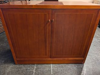 Rich Cherry Wood Accent Cabinet with Inlay Detail