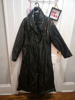 Beautiful Black  long Patent leather coat