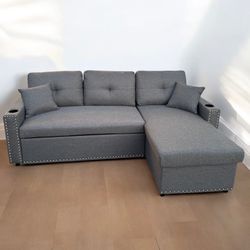 GREY SECTIONAL COUCH W/ BED