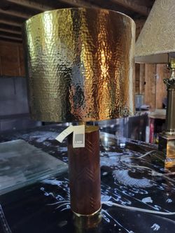 NuLoom 26 inch Aria chevron wood and iron aluminum shade Lamp Set