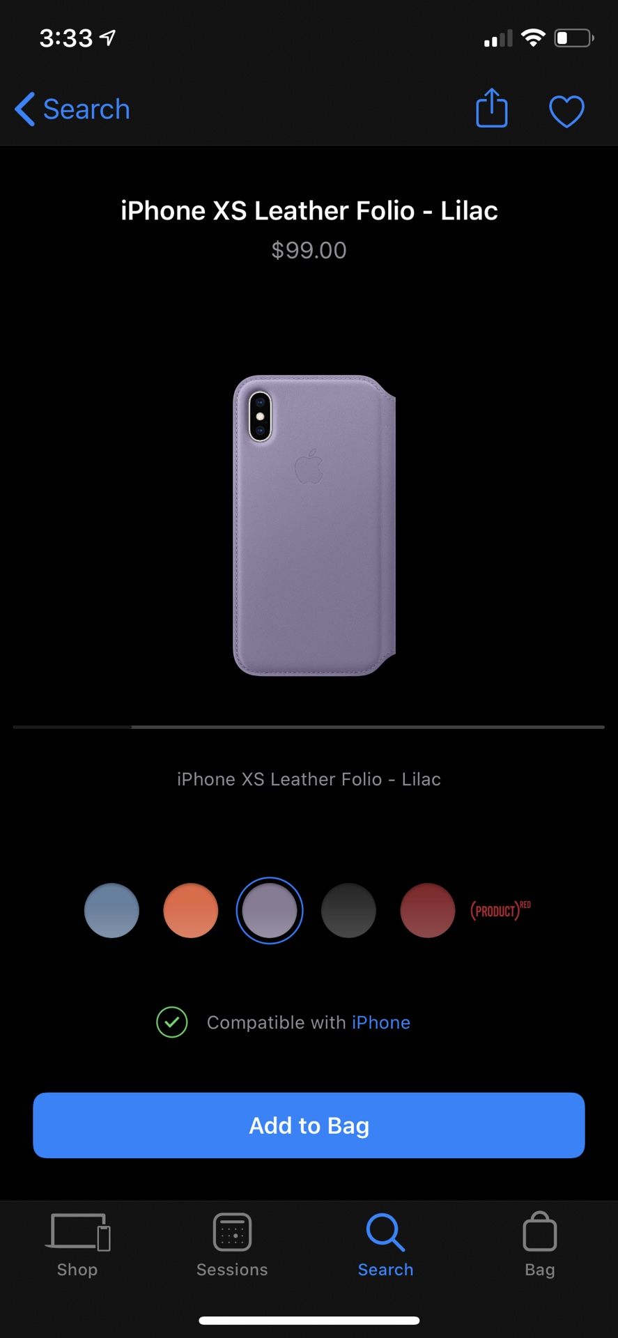Apple iPhone XS Leather Folio Case - Lilac