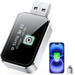 Wireless CarPlay Adapter for iPhone - Plug & Play Apple CarPlay Wireless Adapter with Auto Connection, 5.8GHz WiFi & Bluetooth 5.3, Convert Wired to W