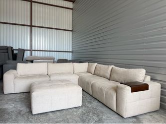 Modern 6-piece Modular Fabric Sectional Sofa, Cream