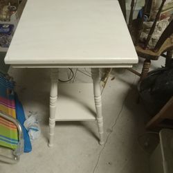 Antique Oak Table Painted White 