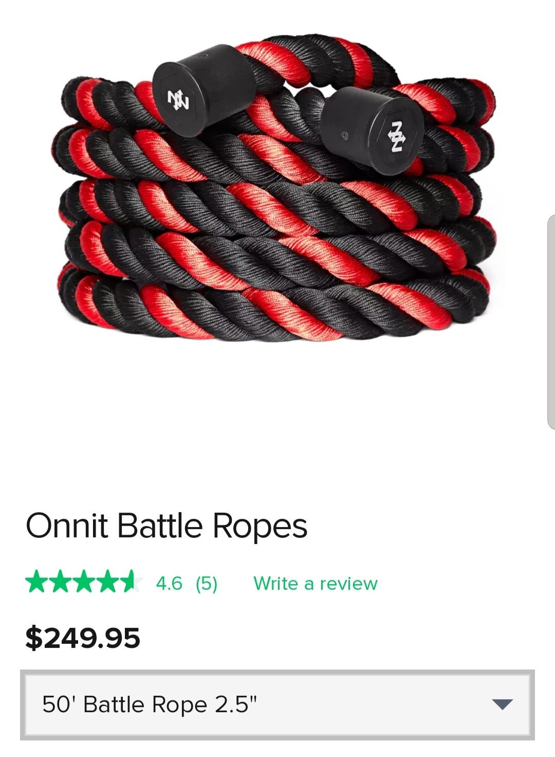 Onnit 50 foot 2.5" Battle Rope