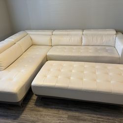 White Leather Sectional
