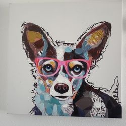 Corgi Large Canvas Embellished Art