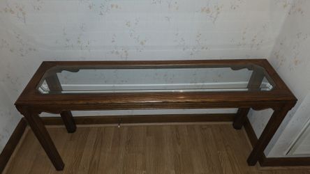 Vintage Oak Wood Console Table