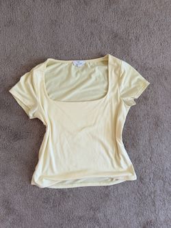 yellow square neck top size medium