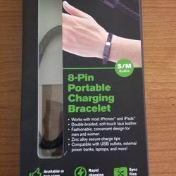 *U Youse* (S/M) 8 pin Black Portable Charging Bracelet   
