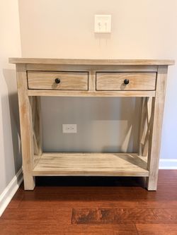 Rustic Farmhouse Console Table with 2 Drawers & Shelf