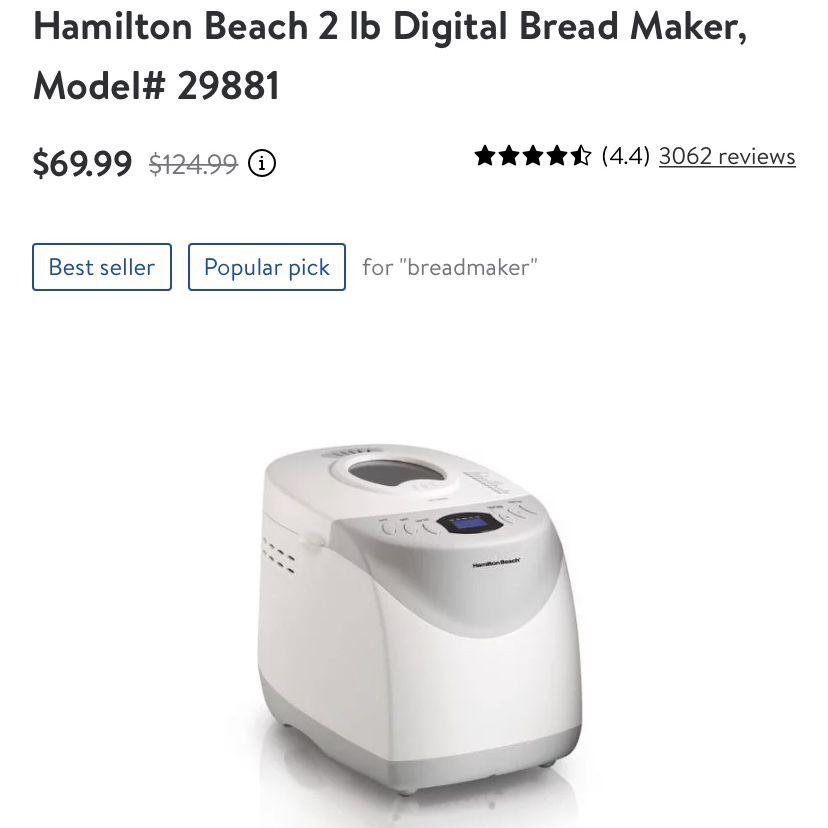 Hamilton Beach 2 lb Breadmaker 29881