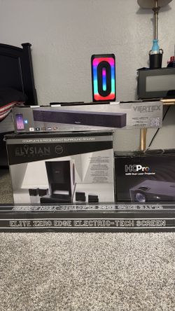 Surround sound with projector and electric tech screen