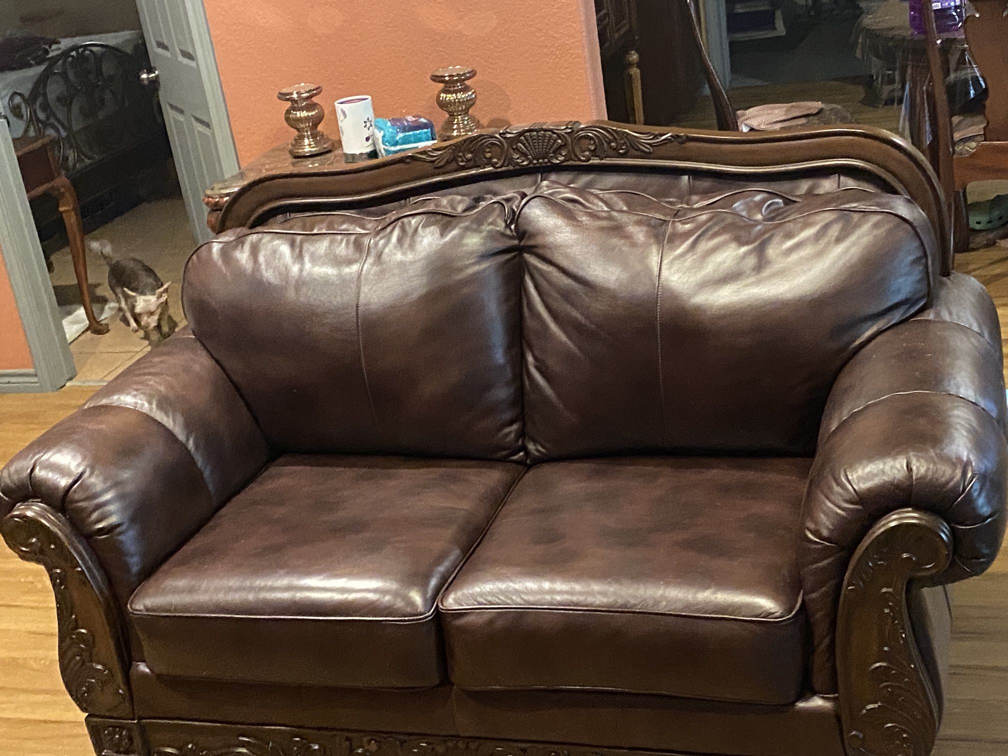 Brown Leather Sofa & Loveseat