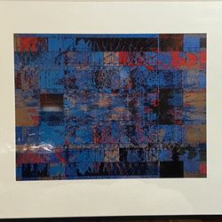 Chris Wayne “Scroll Series A, Full Block Blue” Cibachrome Framed 31x26 Vintage