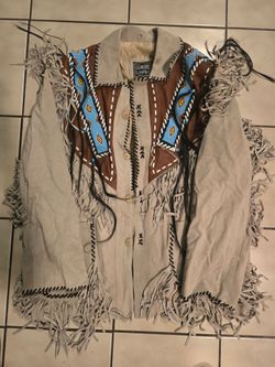 Western suede native American beaded leather jacket.