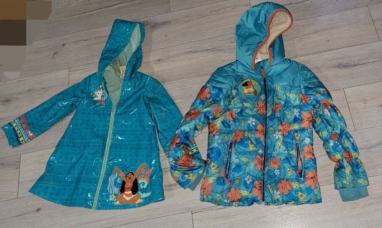 Moana Puffer Jkt (Sz 9/10) & Moana Raincoat (Sz 4)