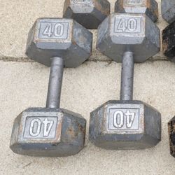 40 lb Hex Dumbbells Set 