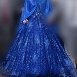 Blue Sparkle Ball Gown Dress
