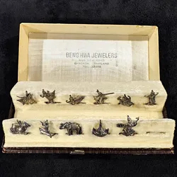Vintage Siam Sterling Silver Thai Place Card Holders — 11 — Beng Hwa Box