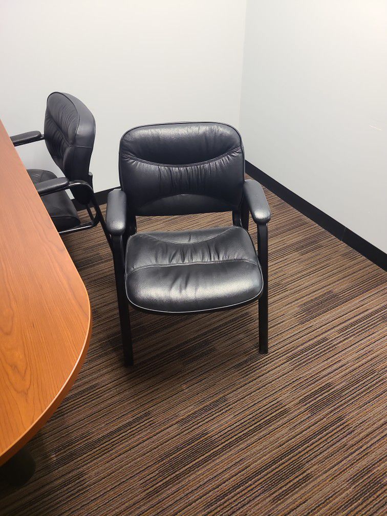 Black Leather Office Chairs Like New