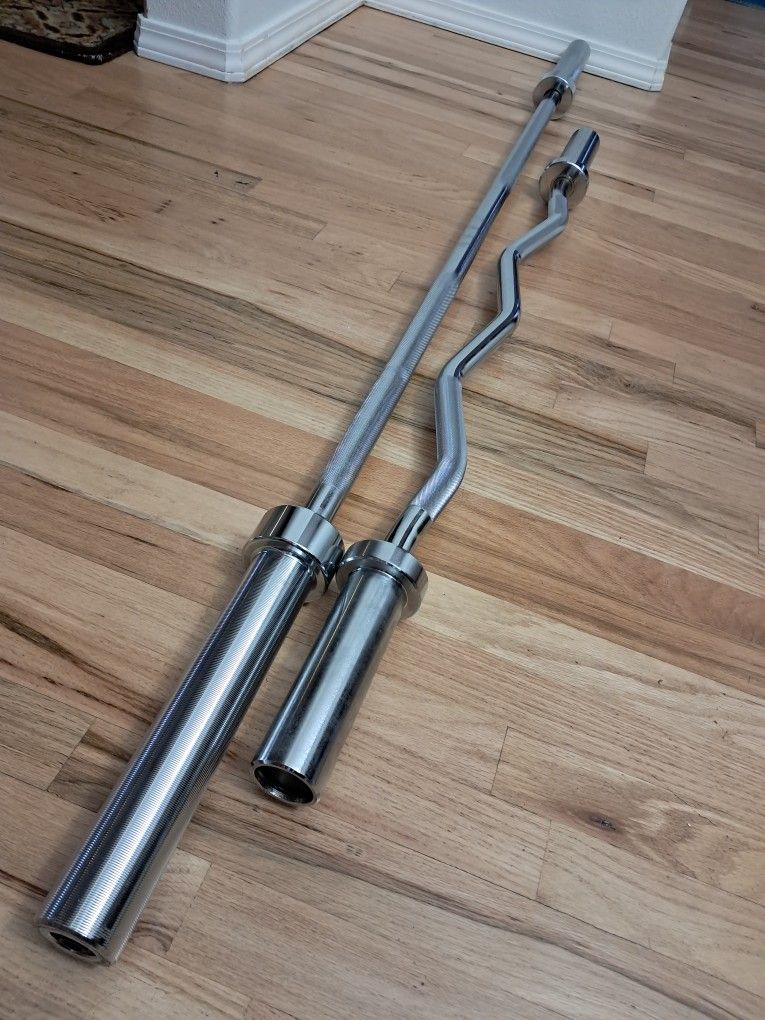 Olympic Size 6ft Barbell And EZ Curl Bar 4ft
