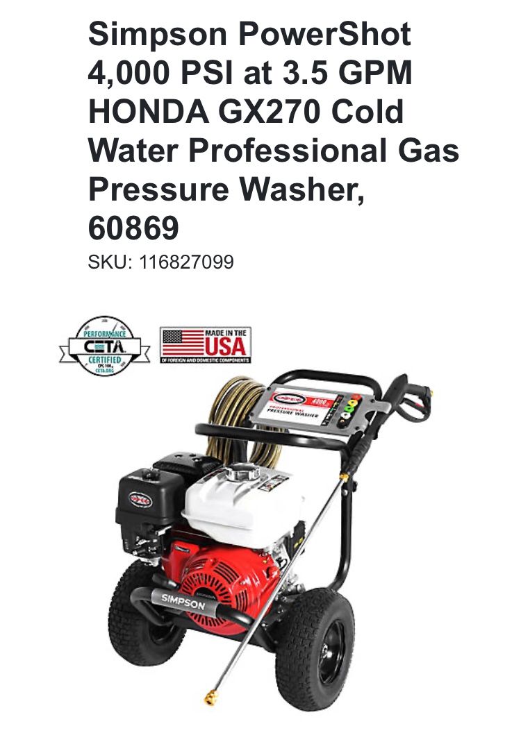 Pressure Washer-Simpson PowerShot 4,000 PSI