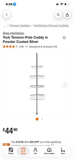 interDesign York Tension-Pole Shower Caddy Silver