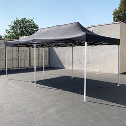 (NEW) $185 Heavy-Duty 10x20 ft Popup Canopy Tent Instant Shade w/ Carry Bag Rope Stake, Black/Red
