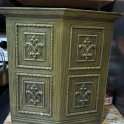 vintage MCM Max Klein Faux Wood Plastic Waste Basket Trash Can