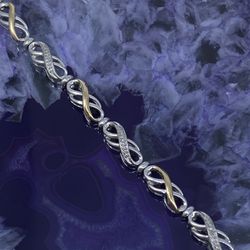 $200 Infinity Silver Bracelet W Zirconia 