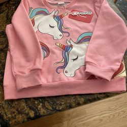 Girls Sweatshirt New With Tags Size 5-6 Unicorn!