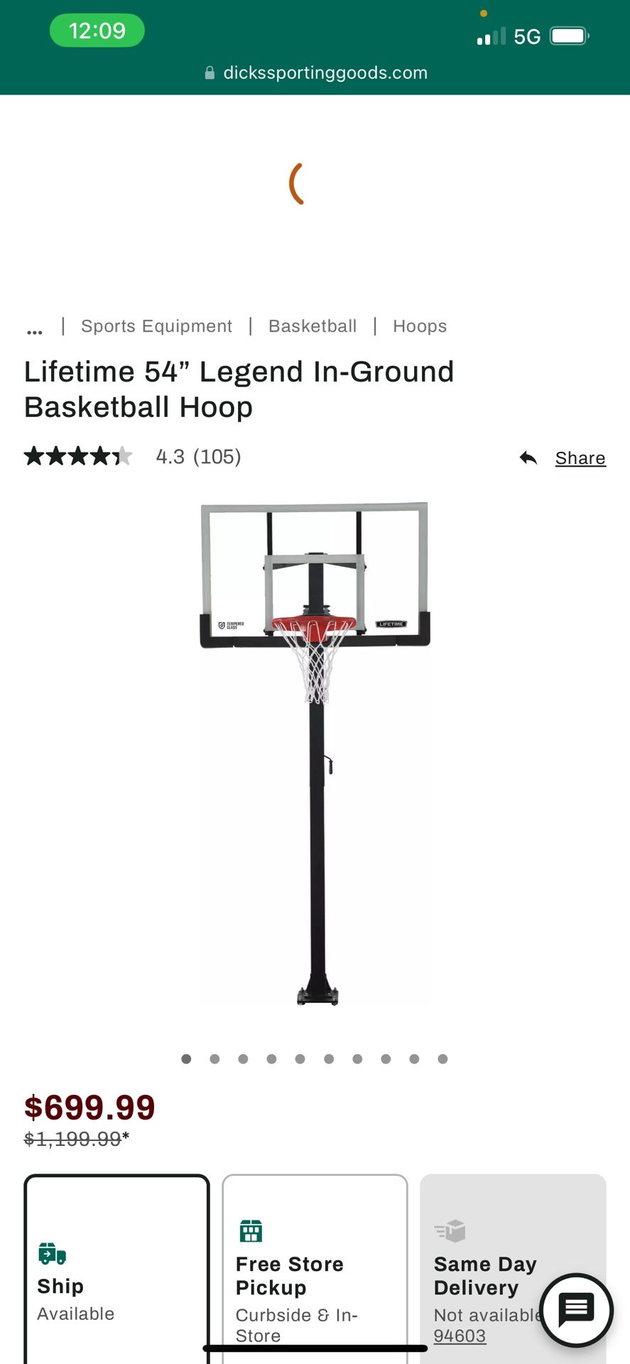 At home basketball hoop (concrete)