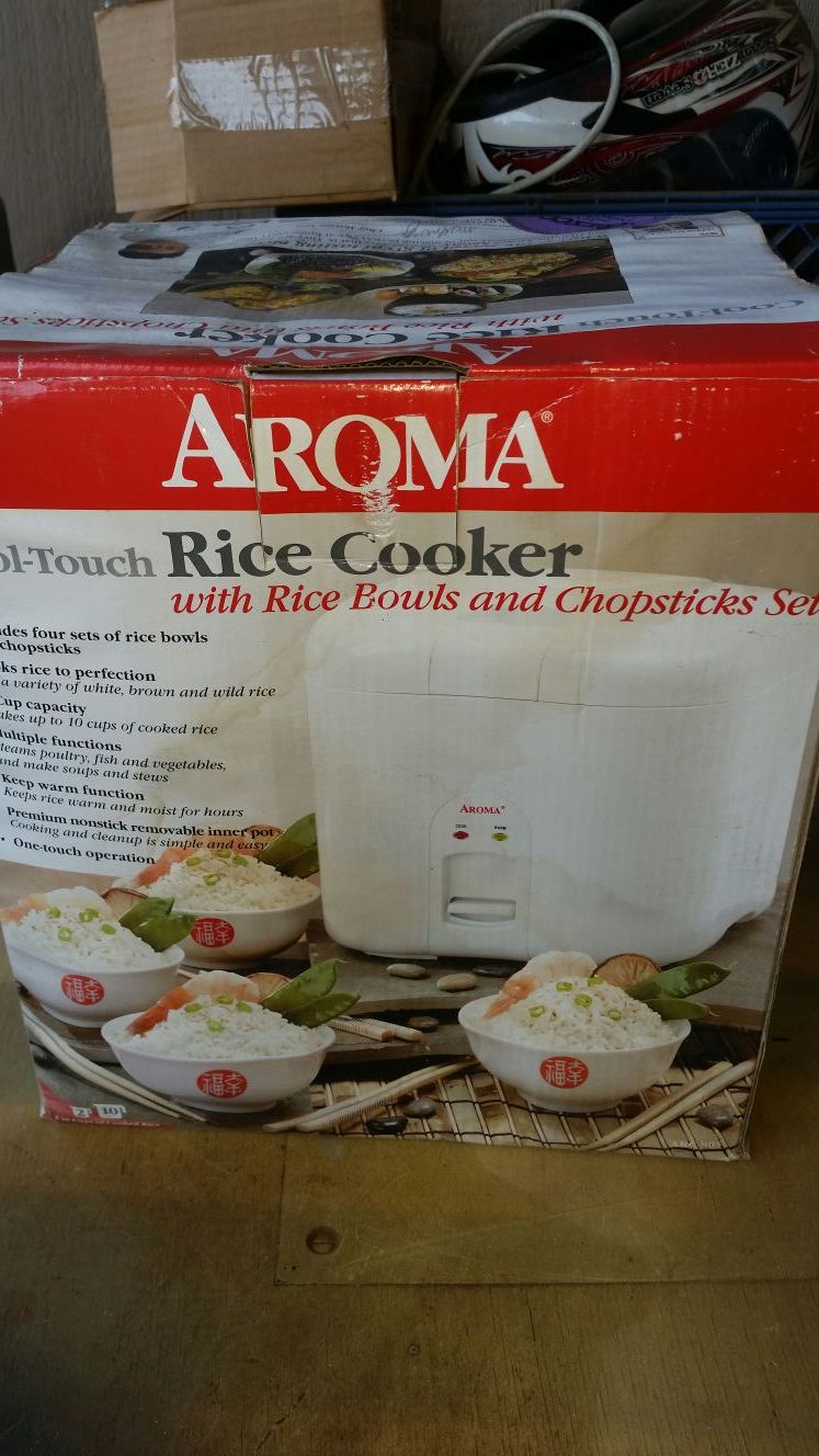 Aroma rice cooker with bowl and chopsticks set boxed unused