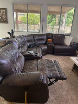 Brown electric electric sectional from American furniture