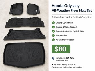 YITAMOTOR All-Weather Floor Mats & Cargo Liner Set for Honda Odyssey 2018-2022