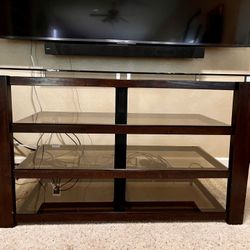 AVF Contemporary Wood Glass Steel TV Stand for TVs 32" to 55" in Black/Walnut