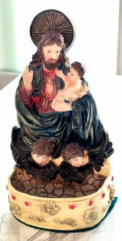 St. Joseph & Child Jesus Holy Water-Resin Wall or Table Altar-Great Condition-Vintage!