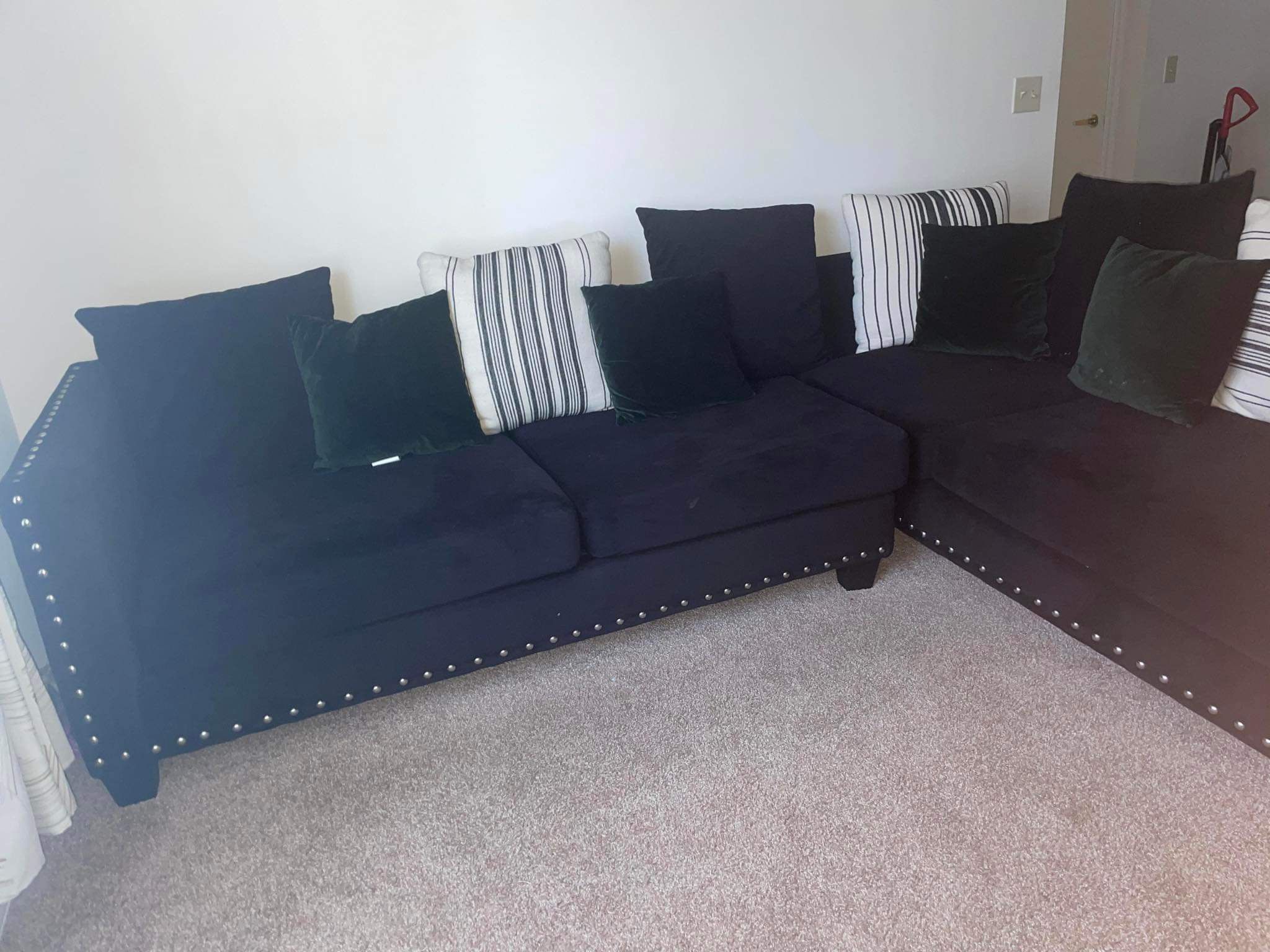 Black Suede Sectional 
