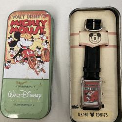 Vintage Mickey Mouse Wild Waves 3D Fossil Watch And Tin