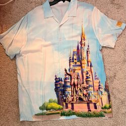 Walt Disney World Castle Button-Up Shirt – Walt & Mickey – Size Large