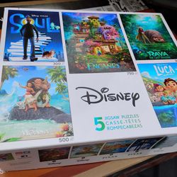 Disney 5 TOTAL Jigsaw Puzzles Soul Encanto Raya Moana Luca